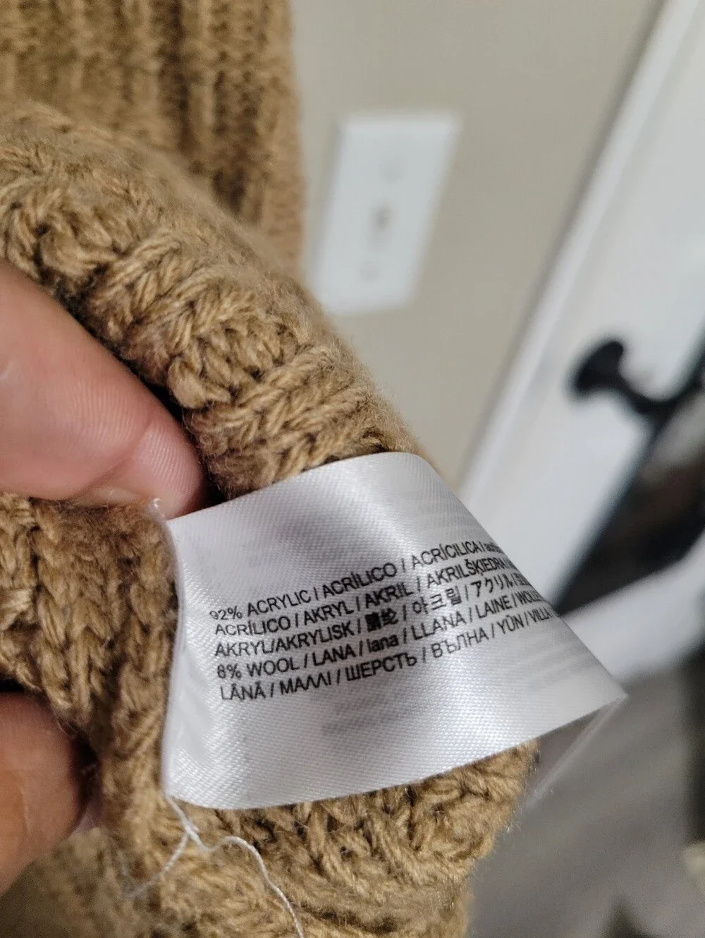 Mango Tan/Camel Old Money Ribbed Knit Gold Button-Front Cardigan Medium